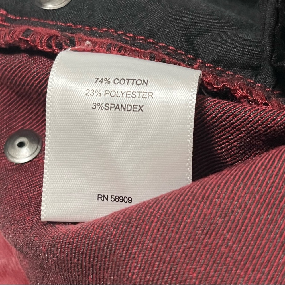 A loves A Womens Size 26 Red Merlot High Rise Ankle Skinny Coated Denim Pant NEW - Picture 5 of 11